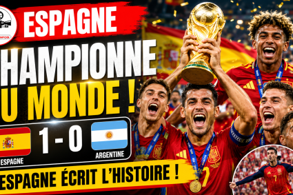 Coupe du monde 2026 : l’Espagne sacrée championne du monde pour la deuxième fois de son histoire  Coupe du Monde • Finale  New York New Jersey Stadium • East Rutherford  Espagne  1  Terminé (a.p.)  Aujourd’hui  0  Argentine